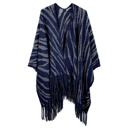 Zebra Patterned Crochet Poncho