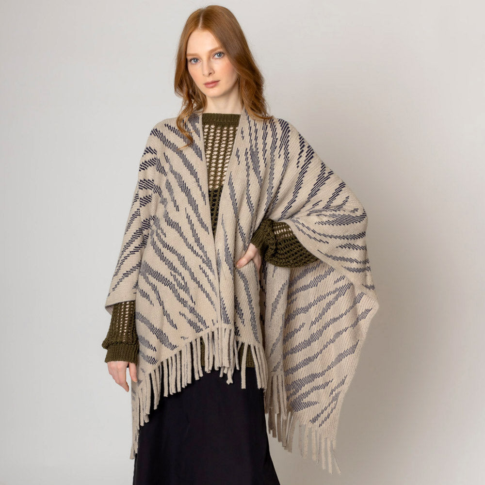 Zebra Patterned Crochet Poncho