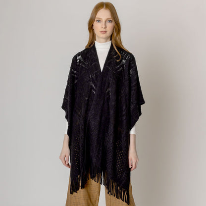 Cut Out Detailed Ruana Poncho