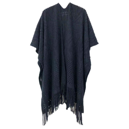 Cut Out Detailed Ruana Poncho