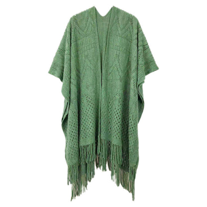 Cut Out Detailed Ruana Poncho