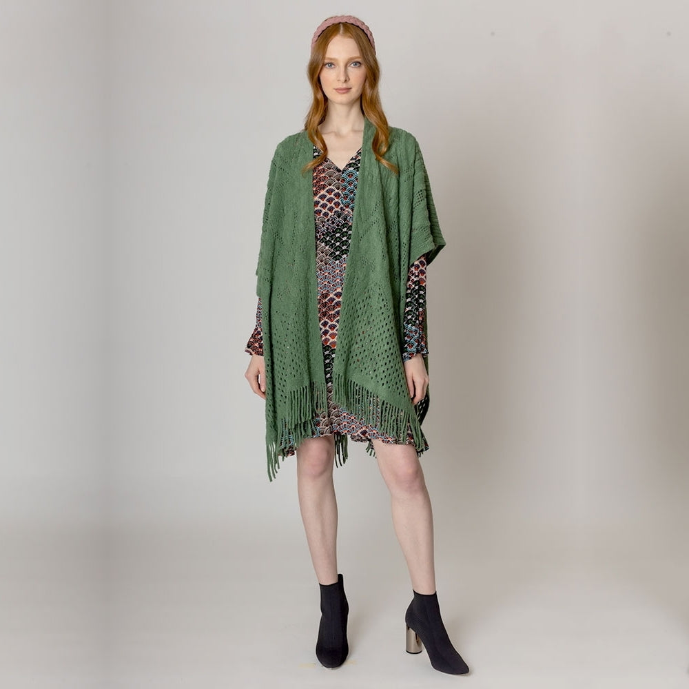 Cut Out Detailed Ruana Poncho