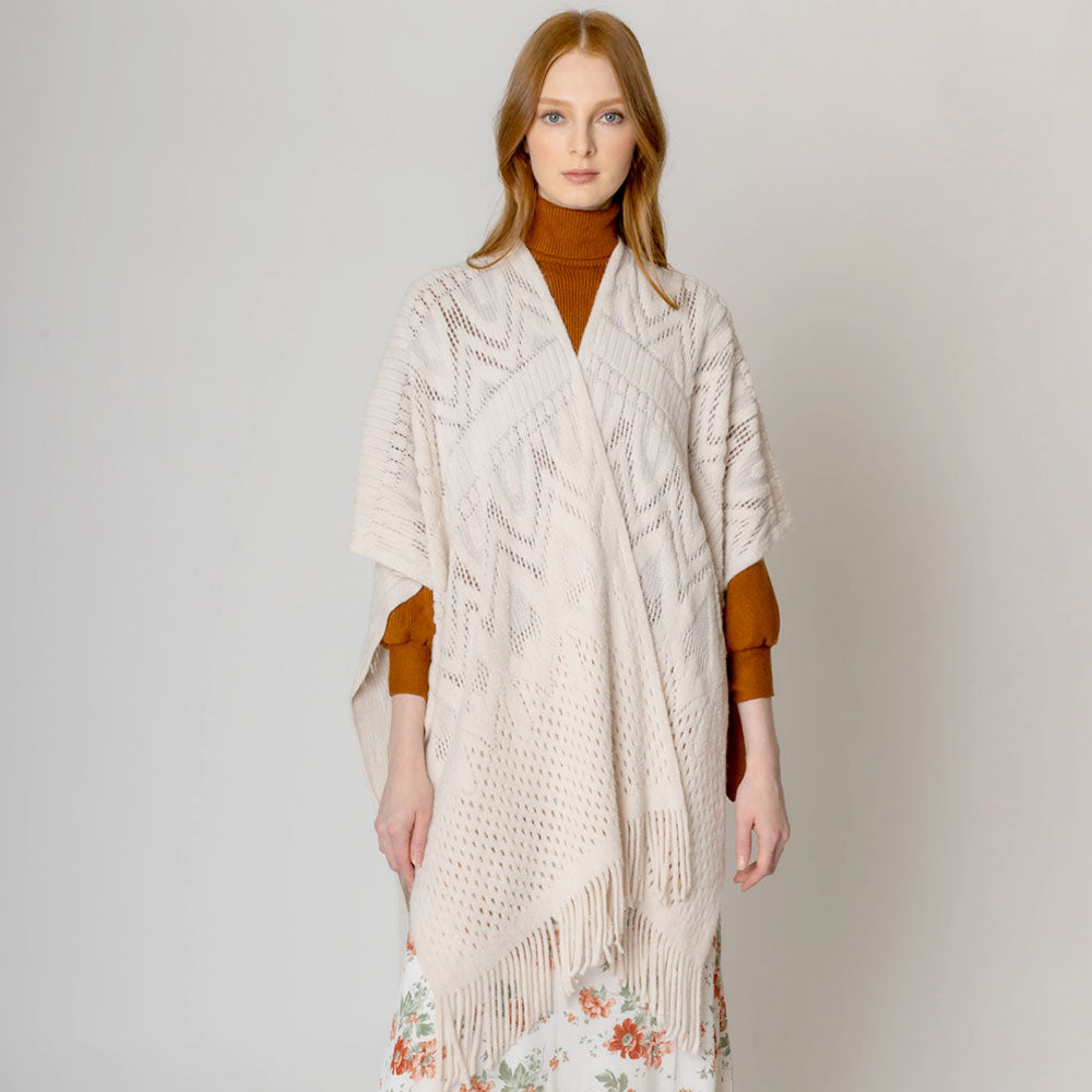 Cut Out Detailed Ruana Poncho