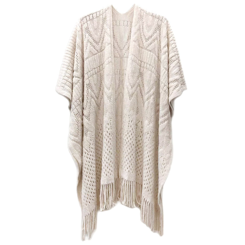 Cut Out Detailed Ruana Poncho