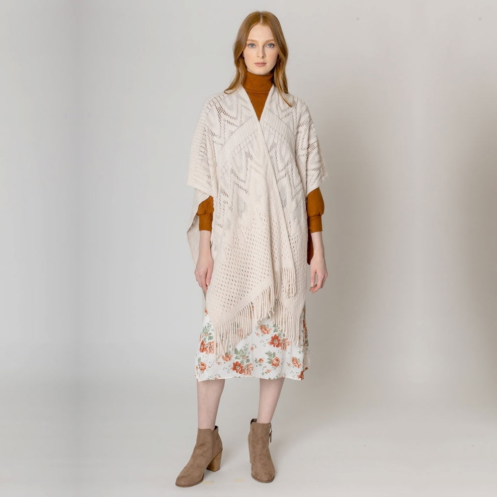 Cut Out Detailed Ruana Poncho