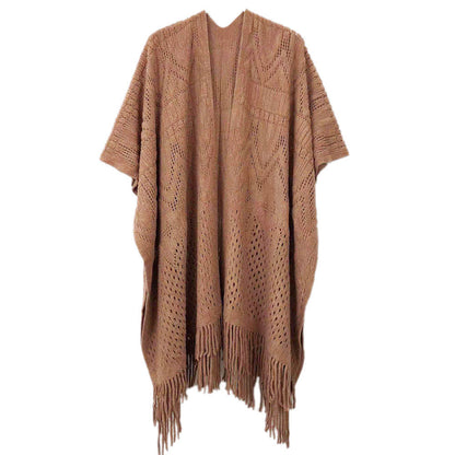 Cut Out Detailed Ruana Poncho