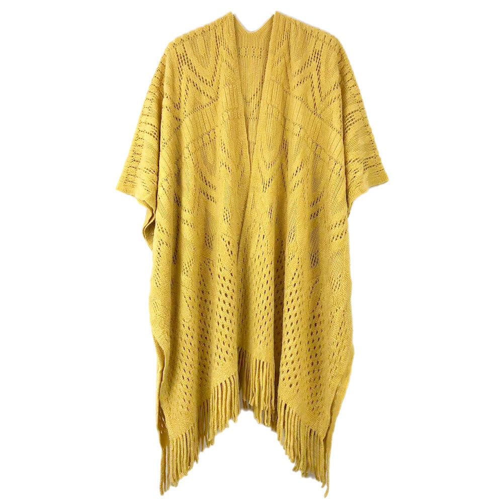 Cut Out Detailed Ruana Poncho