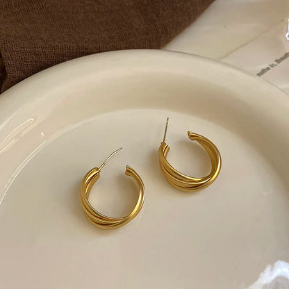 Retro Stainless Steel Hoop Earrings