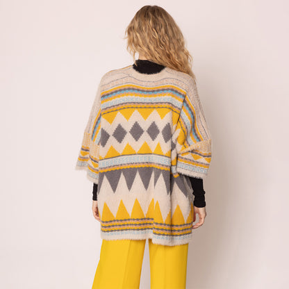 Aztec Print Thick Cardigan