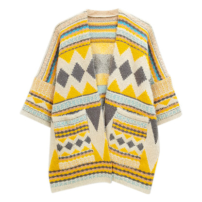 Aztec Print Thick Cardigan