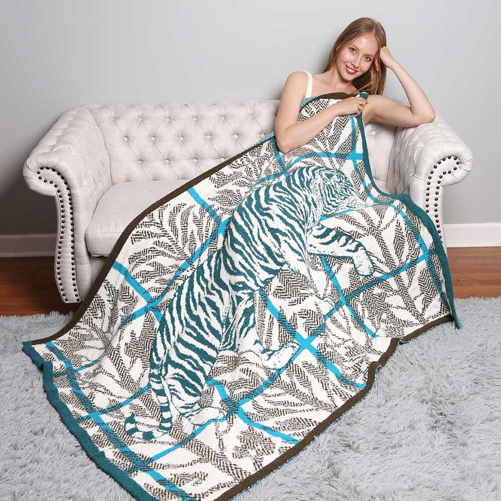 Animal & Forest Accented Cozy Throw Blanket