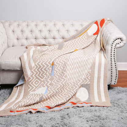 Geometric Patterned Reversible Cozy Throw Blanket