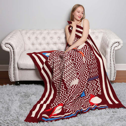 Geometric Patterned Reversible Cozy Throw Blanket