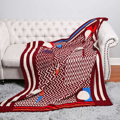 Geometric Patterned Reversible Cozy Throw Blanket