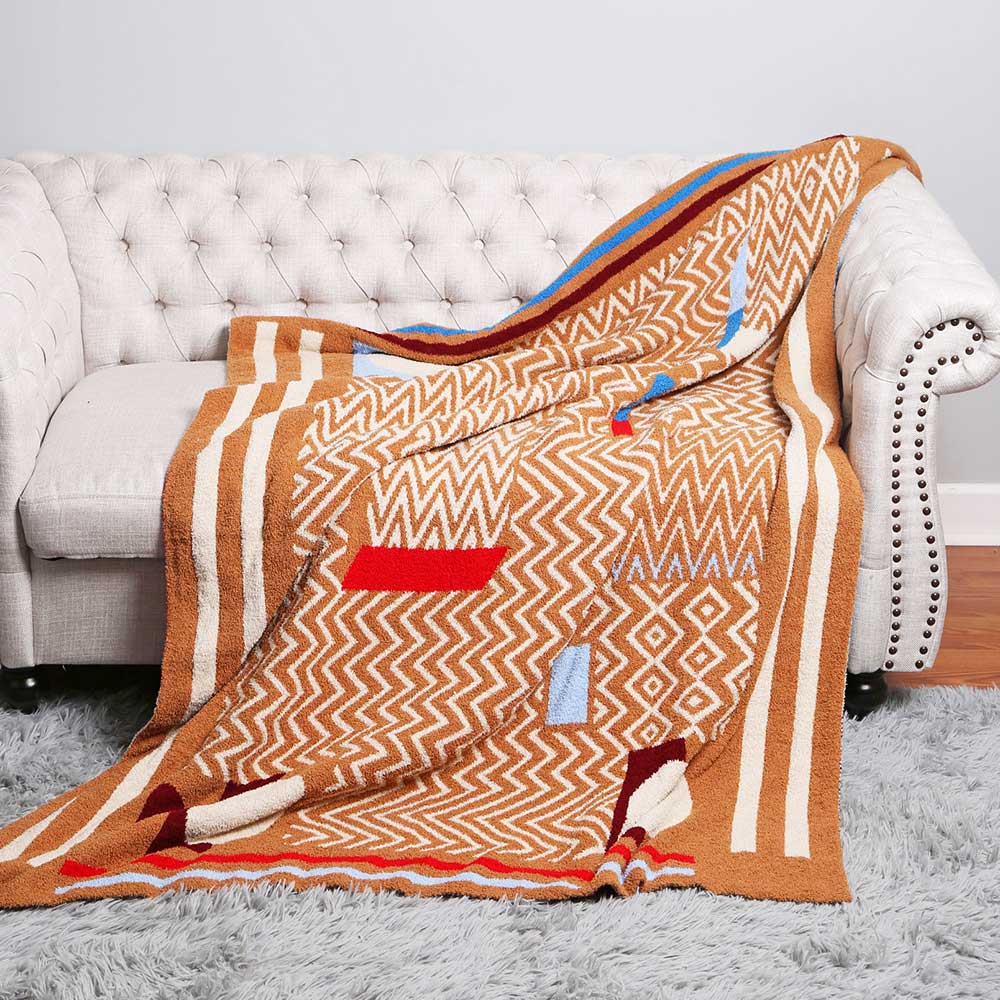 Geometric Patterned Reversible Cozy Throw Blanket