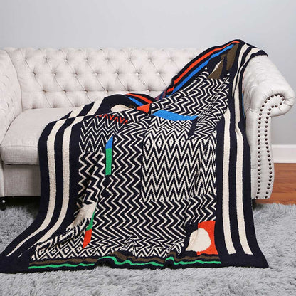 Geometric Patterned Reversible Cozy Throw Blanket