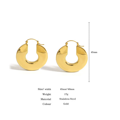 Stainless Steel Smooth Chunky Hoop Earrings