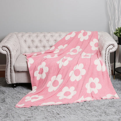 Retro Daisies Reversible Cozy Throw Blanket