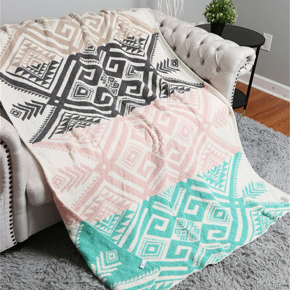 Tribal Pattern Reversible Cozy Throw Blanket