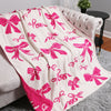 Pink Ribbons / Bow Patterned Reversible Cozy Throw Blanket