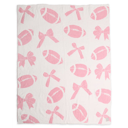 Ribbon Football Reversible Throw Blanket