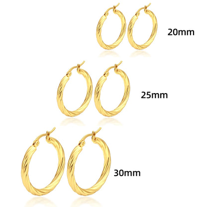 3pair Twisted Hoop Earrings Gold Plated Stainless Steel