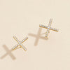 18K Gold Dipped Stone Paved Cross Stud Earrings