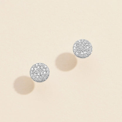 18K Gold Dipped CZ Stone Paved Circle Stud Earrings