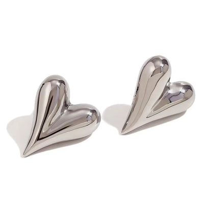 Love Heart Stainless Steel Stud Earrings