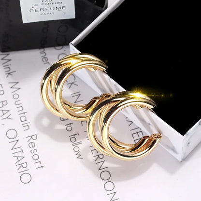 Retro Stainless Steel Hoop Earrings